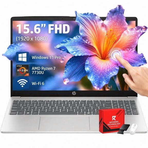HP 15.6" Full HD Touchscreen Business Laptop, AMD 8 core Ryzen 7-7730U, 16GB DDR4 RAM, 512GB SSD, Windows 11 Pro, Numeric Keypad, Fast Charge