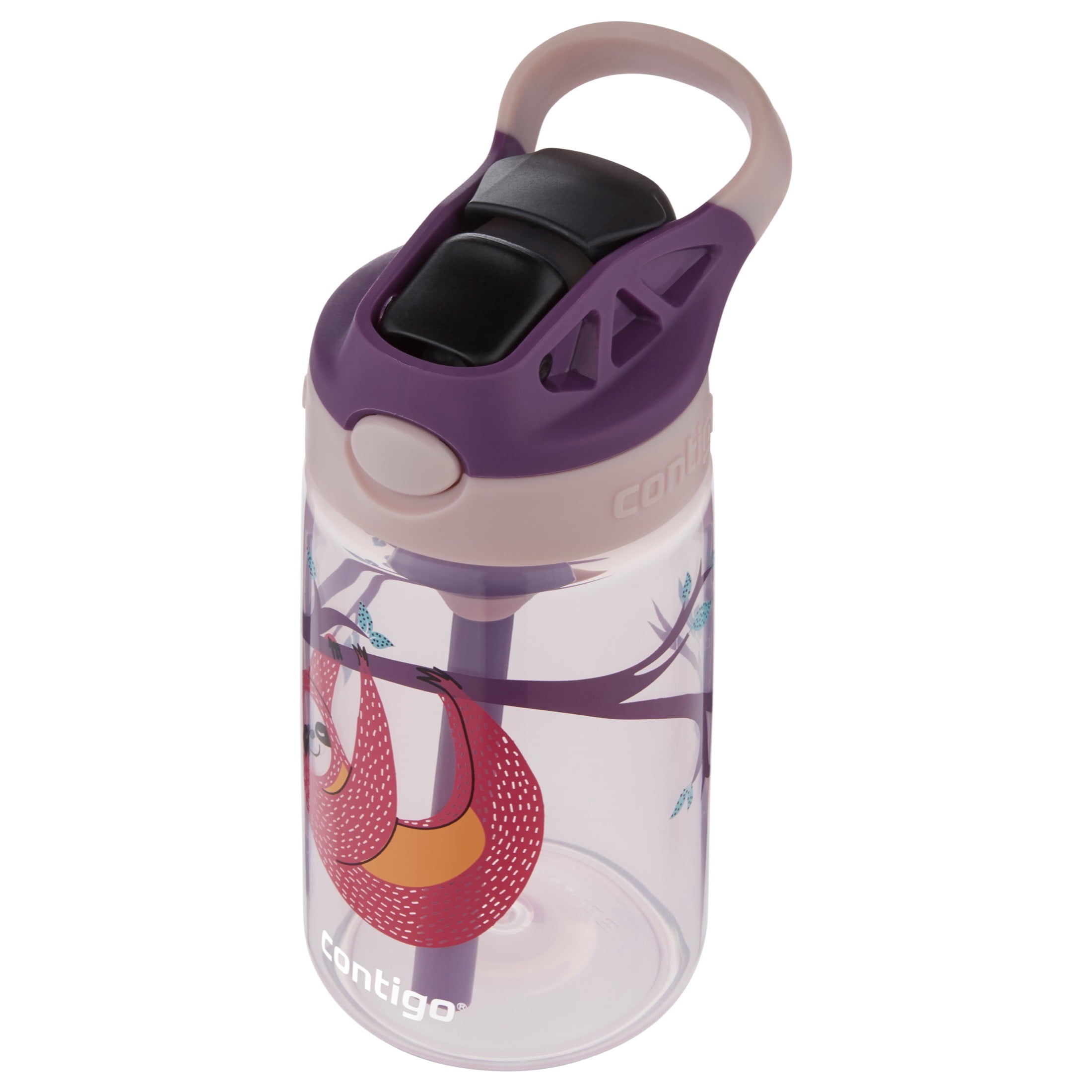 Contigo 14oz Kids' Water Bottle with Redesigned AutoSpout Straw Blue  Raspberry Azalea with Butterflies and Honeybee 1 ct