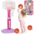 thumbnail image 1 of Canasta de baloncesto para niños pequeños GMAOPHY para interiores y exteriores, rosa, con 3 pelotas, 1 of 7