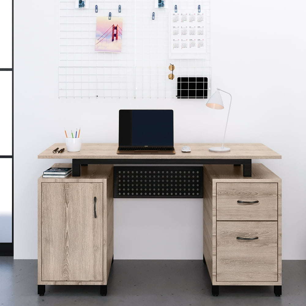 Techni Mobili Computer Desk with Storage Drawers and Ergonomic