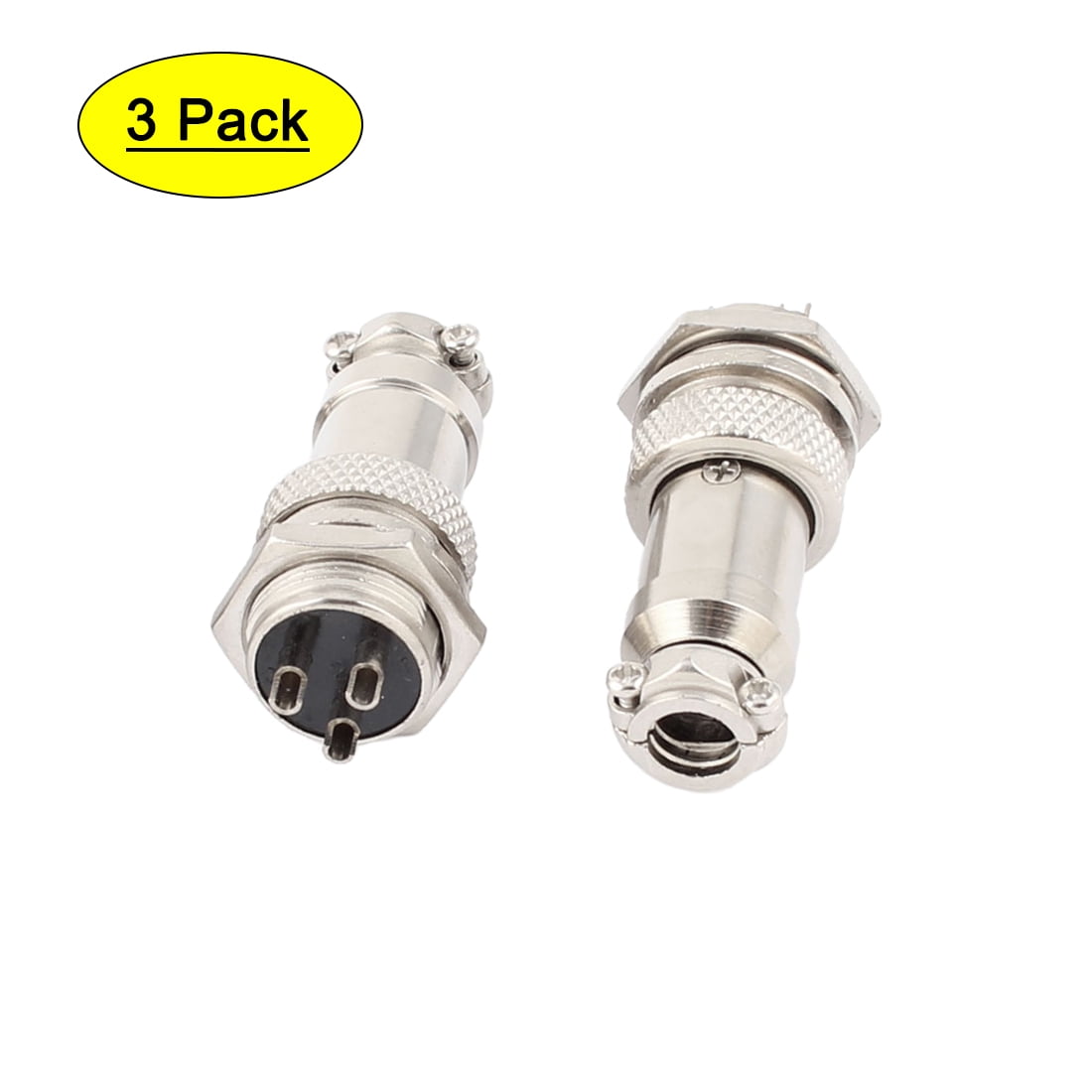 5 × Sets Aviation Plug 3-Pin 16mm GX16-3 Male and Female Panel Metal Connector