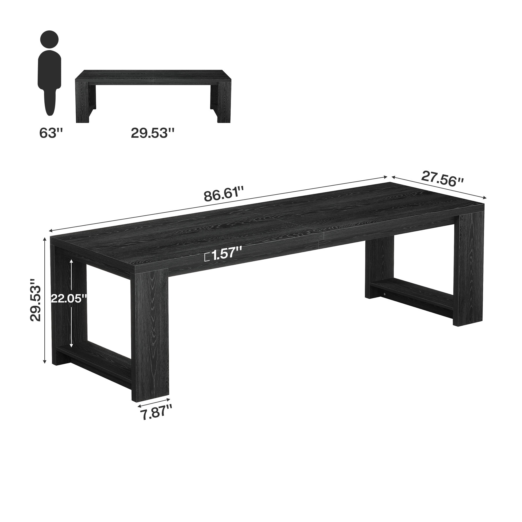 Tribesigns Two Person Desk, 86.61-Inch Extra Long Desk, Double Computer Writing Table, Black