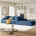 thumbnail image 3 of 111" Modular Sectional Sofa, L Shaped Cloud Couch with 27 Inch Deep Seat, Modern 3 Seater Comfy Chenille Sofa with Chaise for Living Room, Blue, 3 of 9