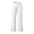 thumbnail image 5 of Gytharion Women's Elastic Waist Pants Solid Color Casual Straight Leg Pants with Pockets Fashion Split Hem Stretchy Trousers, 5 of 5