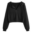 thumbnail image 2 of VEKDONE Womens Cropped Hoodie Sweatshirt Cute Crop Pullover Solid V-Neck Drawstring Hooded Sweatshirts Fall Fashion Tops, 2 of 6