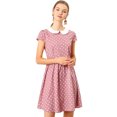 thumbnail image 1 of Disfraz De Halloween Para Mujer Vestido De Lunares En Contraste Con Cuello Peter Pan Por Encima De La Rodilla Rosa S, 1 of 6