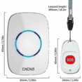 thumbnail image 2 of Campana de llamada de emergencia, sistema de alarma de vida en el hogar para pacientes mayores, buscapersonas para cuidadores, botón de llamada inalámbrico, 2 of 5