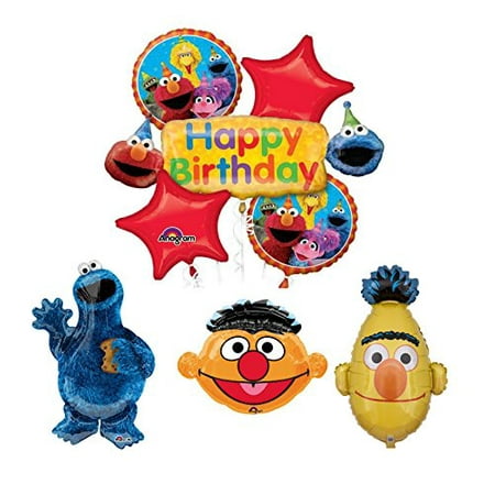 Birthday Cookie Bouquet - Sesame Street Cookie Monster Bert and Ernie Birthday Party Supplies and Balloon Bouquet Decorations