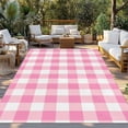 thumbnail image 2 of Pink Buffalo Check Outdoor Rug for Patio/Deck/Porch, Non-Slip Large Area Rug 5 x 8 Ft, Valentine's Day Modern Rustic Plaid Indoor Outdoor Rugs Washable Area Rugs, Reversible Camping Rug Carpet Runner, 2 of 8