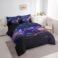 thumbnail image 2 of Feelyou Moon Stars Dragon Twin Bedding Sets for Boys, Glitter Magical Animal Bedding Comforter Set, Navy, Black Reversible, 7 Pieces, 2 of 7