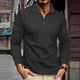 thumbnail image 1 of pstuiky camisas de hombre de manga larga, Camisa informal de color liso con cremallera y manga larga y cuello alto para hombre salir tops l, 1 of 6