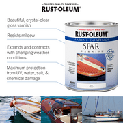 Clear, Rust-Oleum Marine Coatings Gloss Spar Varnish-207008, 1 qt