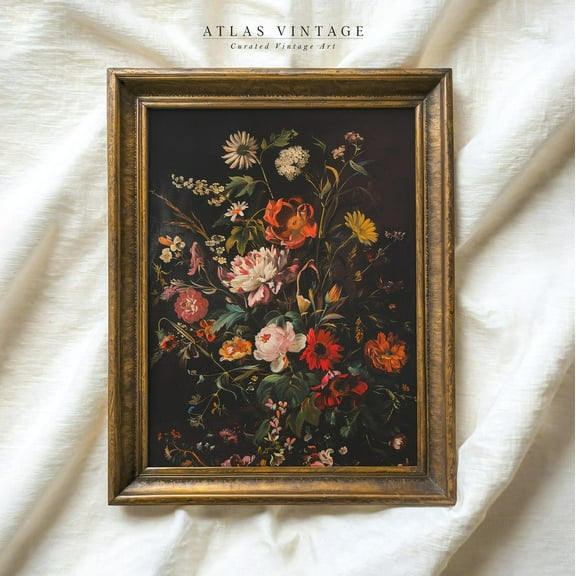 Modroom Vintage Autumn Floral Print | Dark Fall Flower | Moody Botanical Room Decor | Thanksgiving |, Modern Wall Art Decor, 8x12 UNFRAMED