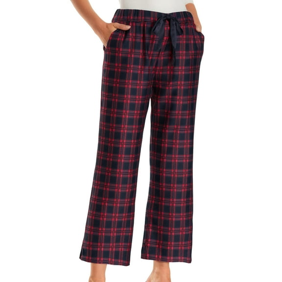 hotojiny Womens Casual Pants Soft Wide Leg Loose Trousers Trendy Plaid Elastic High Waisted Lounge Pant