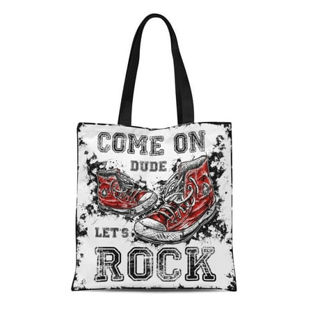 Punk Rock School Girl ASHLEIGH Canvas Bag Resuable Tote Grocery Shopping Bags Red Girl Old Sneakers Rock Graphic Star Punk Tote Bag ()