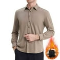 thumbnail image 2 of Stamzod Winter Shirts for Men Dressy Casual Long Sleeve Warm Fleece Shirt 2025 Trendy Fashion Workwear Business Tops Khaki XL, 2 of 9