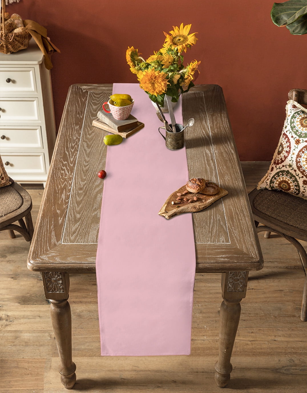 Blush Pink Pure, Table Runner Romantic Contemporary Minimalist Solid Tablerunners 13 x 90 Inch, Table Decorations Tabletop Scarf for Summer Gathering Holiday Farmhouse Kitchen Dining Decor