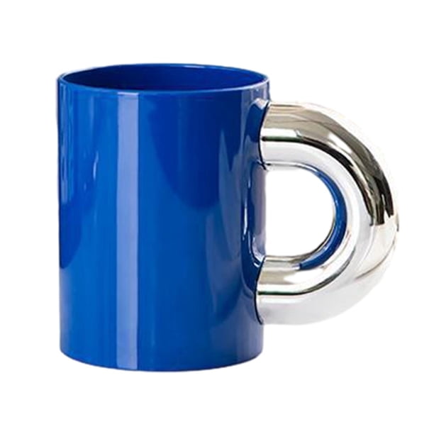 Vaso de baño para enjuague bucal con asa, irrompible, reutilizable, para cepillos de dientes, taza para amigos, familia, niños, hogar Azul