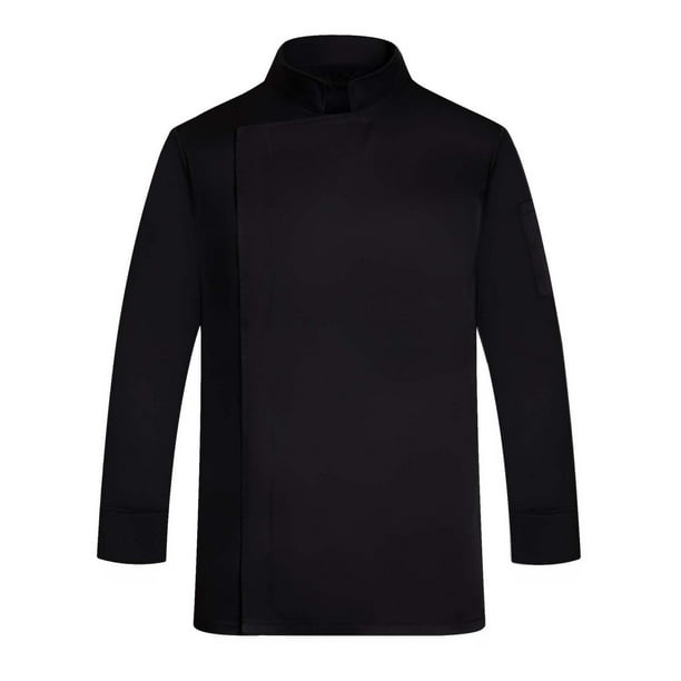 Chaqueta de chef unisex: manga larga, botones rojos en contraste, mezcla de materiales para trabajar en cocinas y hoteles