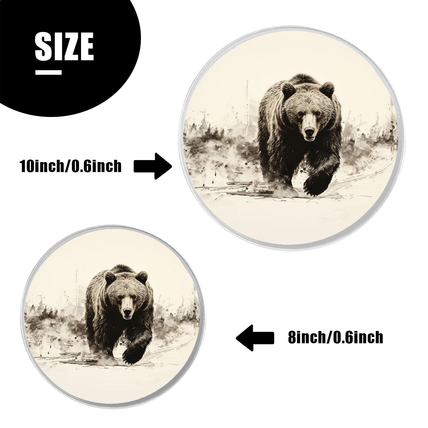 Stove Burner Covers 4 Pcs for ,Vintage Style Wild Animal Bear Hand Drawing Lovely Pattern, Round Gas Stove Burner Cover 8Inch And 10Inch