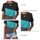 thumbnail image 5 of Camiseta de cuello redondo para mujer, combinación de colores holgada, pantalón corto informal, manga transpirable, camisa de manga corta para oficina, 5 of 6