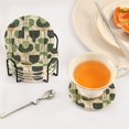 thumbnail image 3 of Yayeee 6 PCS Drink Coasters with Holder Set Woven Absorbent Round Tabletop Hot Pad, Green Circle, 3 of 7