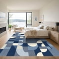 thumbnail image 3 of ODIKA 4'x6' Machine Washable Non-Slip Area Rug, Geometric Navy Blue High Traffic Rug, Blue, 1067091, 3 of 7