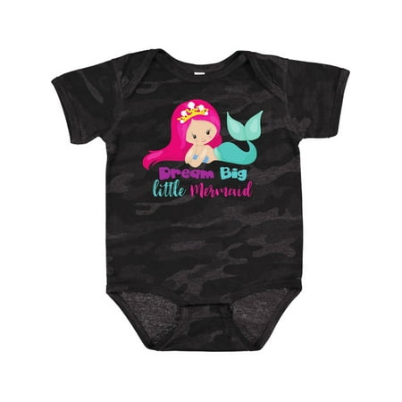 

Inktastic Dream Big Little Mermaid Mermaid With Pink Hair Gift Baby Girl Bodysuit