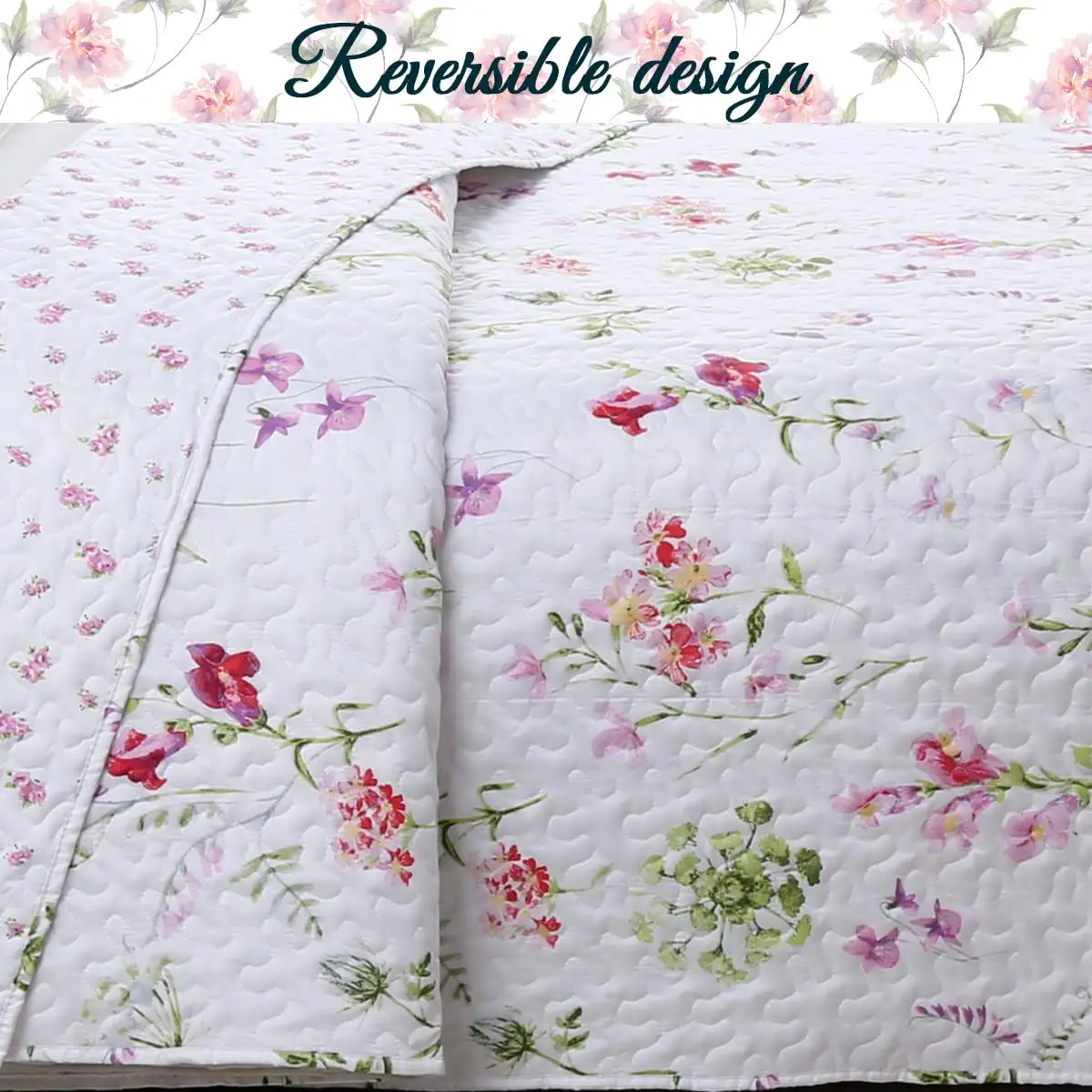 Cozy Line Home Fashions Floral Cotton/Microfiber/Polyester Quilts, King, 3-Pieces