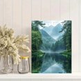 thumbnail image 2 of Qisvanset Framed Canvas Wall Art 12x16 Inch Emerald Mountain Forest Lake Modern Nature Art, 2 of 5