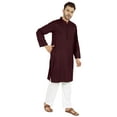 thumbnail image 2 of Atasi Indian Mens 2 Piece Kurta Pajama Set Henley NeckÂ&nbsp;Casual Long Kurta, 2 of 7