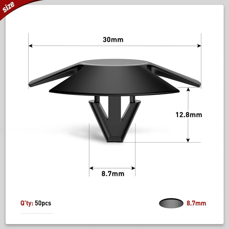 Nilight 50Pcs 8.7mm Hole Hood Insulation Push-Type Retainer Clips