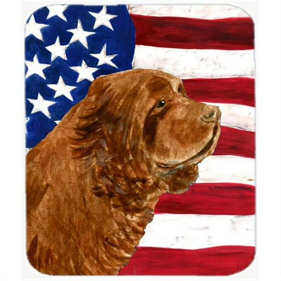 Usa American Flag With Sussex Spaniel Mouse Pad, Hot Pad Or Trivet