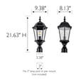thumbnail image 3 of Textured Black Oak Creek Outdoor Post Top Light, Traditional 6-Panel Clear Beveled Glass, Wet Rated, 3 of 12