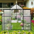thumbnail image 2 of 8x6 FT Greenhouse for Outdoors, Heavy Duty Polycarbonate Greenhouse with Roof Vent and Sliding Door, Aluminum Large Walk-in Greenhouse for Outside Garden Backyard, Black, 2 of 6
