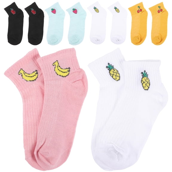 HONITANO 5Pairs Printed Ankle Socks Assorted Color Soft Breathable Easy To Wash For Women Daily Use