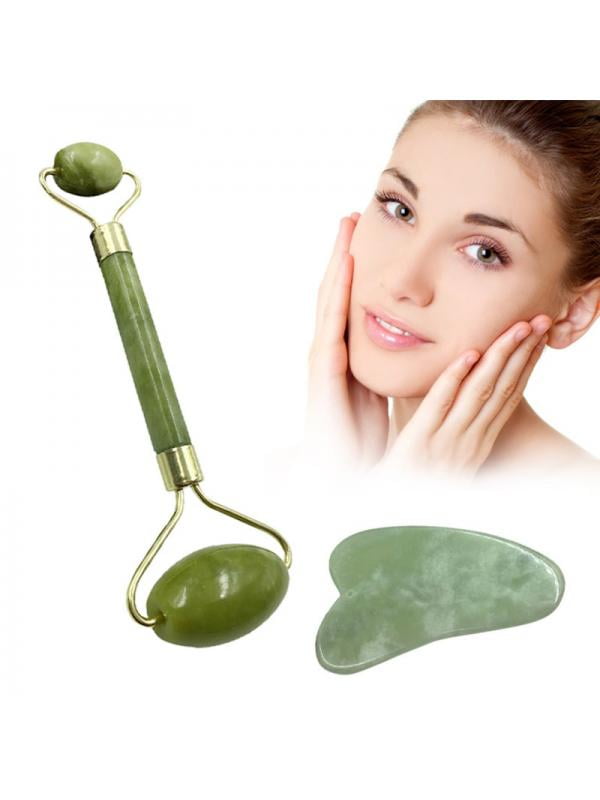 Jade Roller Gua Sha Scraping Massage Tool Set Natural Jade Promote Blood Circulation Facial Massage Tools