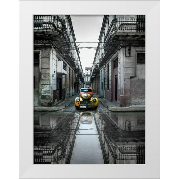 Yosifov, Svetlin 12x14 White Modern Wood Framed Museum Art Print Titled - Classic old car in Havana Cuba