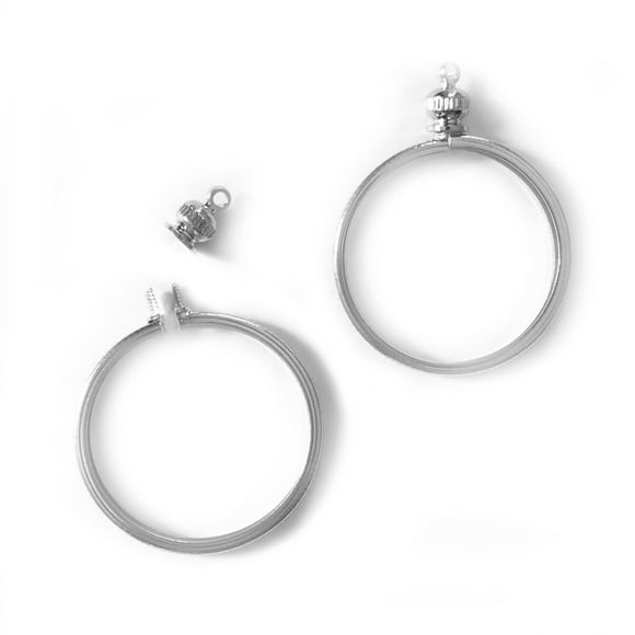 Coin Holder Bezel for Penny USA 1 Cent Silver Tone Pack of 2