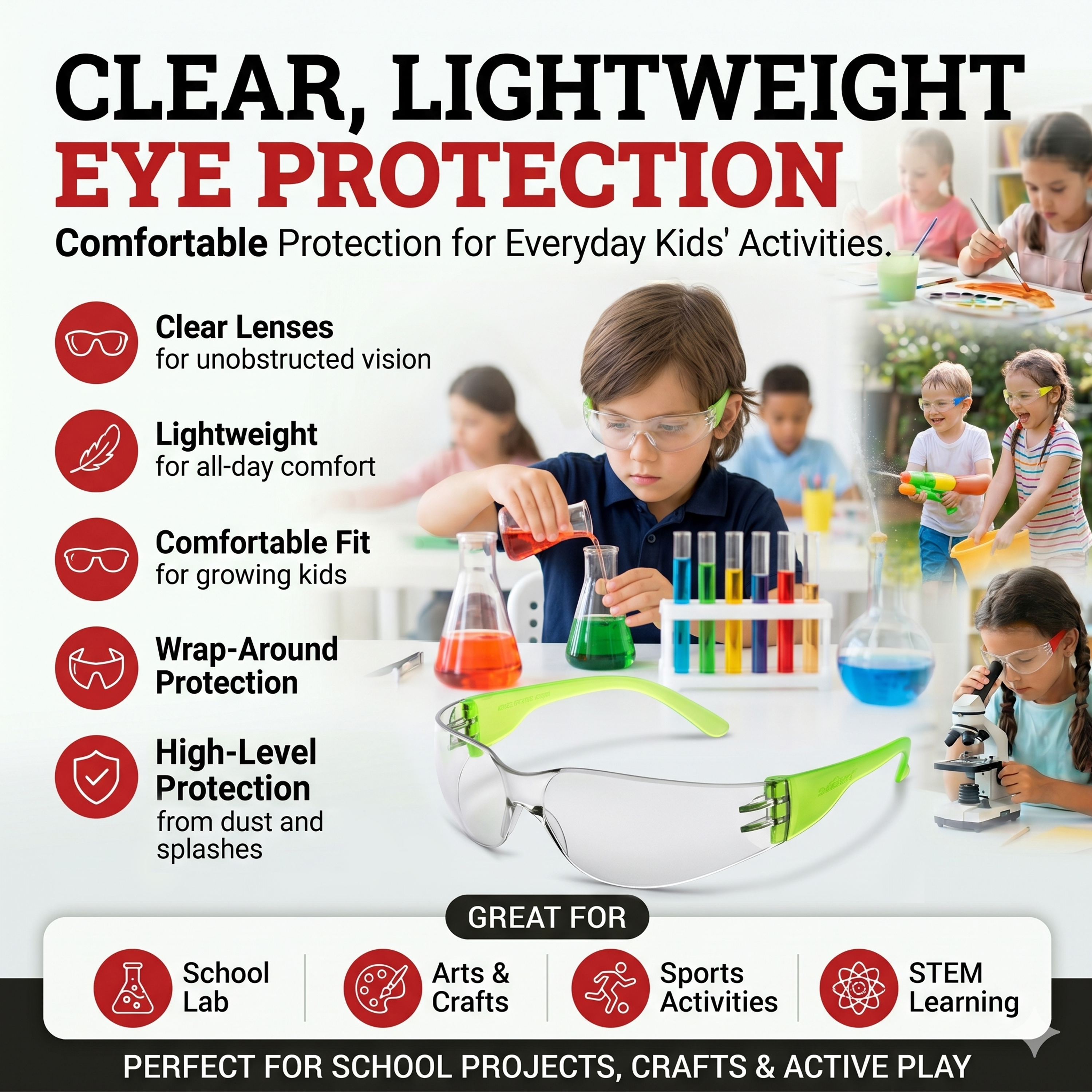 Bison Life 12-Pack Kids Safety Glasses with Clear Polycarbonate Lenses photo 8