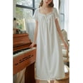 thumbnail image 2 of HLSOHJP Women's Cotton Victorian Nightgown Short Sleeve Pj Soft Pajama Dress Long Sleepwear Off Shoulder Sleep Shirt Frilly, 2 of 8