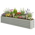 thumbnail image 1 of 8ft Galvanized Steel Raised Garden Bed, 1.5ft Deep Outdoor Metal Planter Box with Open Bottom for Vegetables and Flowers, Rust-Resistant Large Garden Container, Light Grey, 1 of 7