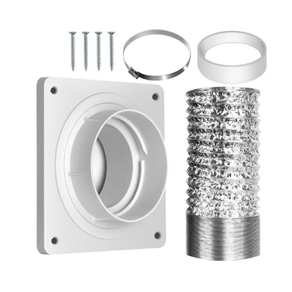 Dryer Vent Wall Plate with Hose(4 Inch 8 Feet),Twist Lock Dryer Vent Connector Kit,4 Inch Dryer Duct Connector Flange B