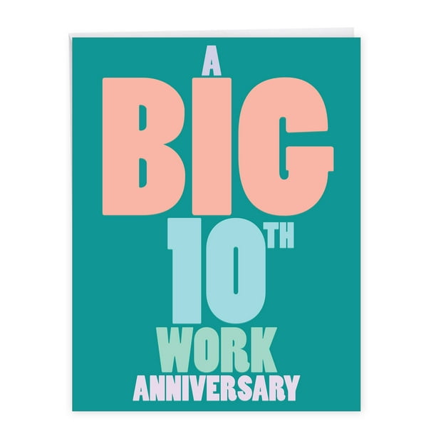 1 Large Funny 10th Work Anniversary Anniversary Greeting Card ( x 11 Inch) - Years At Work Milestones 10 J9138MAG-WA 1 Large Funny 10th Work Anniversary Anniversary Greeting Card ( x 11 Inch) - Years At Work Milestones 10 J9138MAG-WA