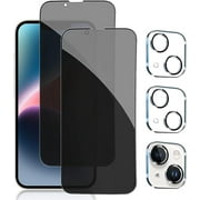 Exgreem [2+2 Pack] iPhone 14 Plus Privacy Screen Protector with Camera Lens Protector Full Coverage Anti-Spy