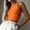 Orange sleeveless ribbed crop top a1, variant on Summer Women's Sleeveless Ribbed Crop Top, Round Neck Cut Out Hollow Out Design, Casual Fashion Slim Fit Tank Top, Polyester Spandex Stretchy Basic Tee Shirts for Vacation, Yellow L