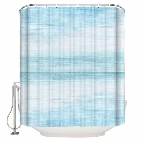 Extra Long Shower Curtain 72x84 Inch, Gradient Aqua Blue Shower Curtain Waterproof Bathroom Decor Modern Rustic Minimalist Pastel Solid Fabric Bath Curtain Set Accessories with Hooks