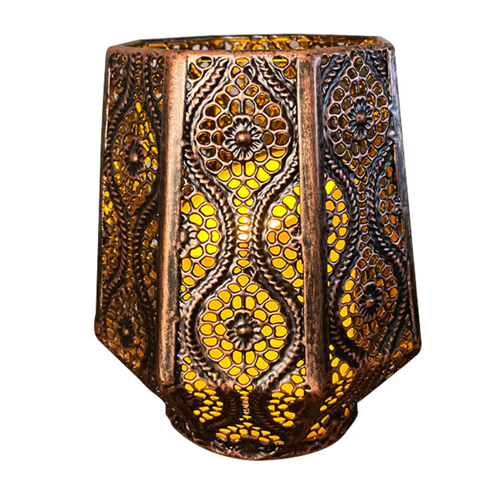 5 rustic brown wood metal cage Moroccan 14" Candle holder Lantern lamp wedding 