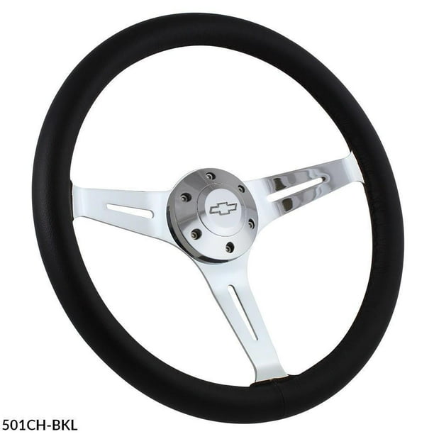 15" Black Leather Steering Wheel Kit for Chevy Suburban, Blazer, C/K