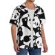 thumbnail image 2 of Balery Seamless Pattern Cute Panda Camisa Casual de Manga Corta con Botones para Hombre, Texturizada, Estilo Cubano, para Playa, Verano-Medium, 2 of 5